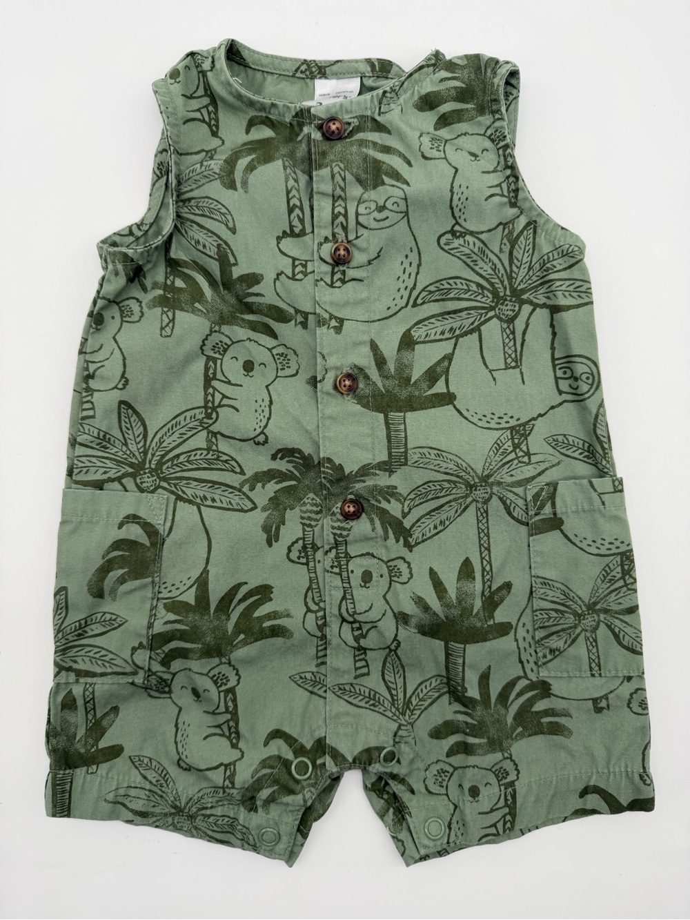 Carters Baby Boy 3M One Piece Outfit Short Sleeve Shorts Green Koala Palm Trees